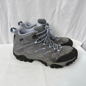Merrell Moab Mid Boots Womens Size 11 Gray Periwinkle Waterproof Vibram Hiking